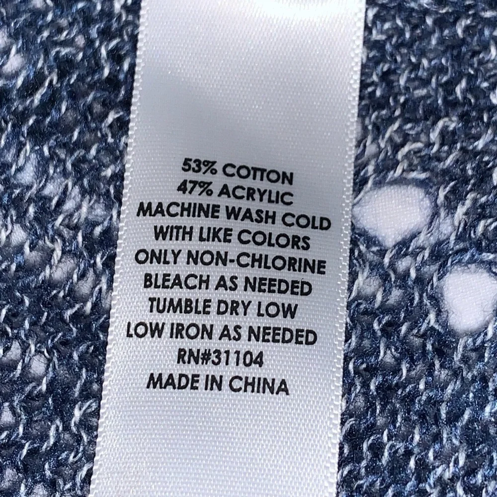 Womens Knit Cardigan Womens Blue Eyelet Long Sleeve Side Slit Sz Lg Fits XL-1X - Picture 5 of 12